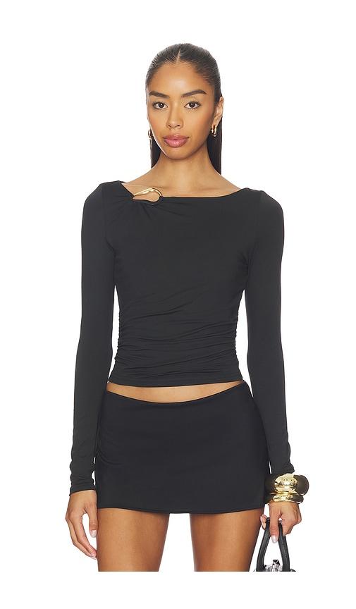 SNDYS Ashley Boat Neck Top in Black by SNDYS