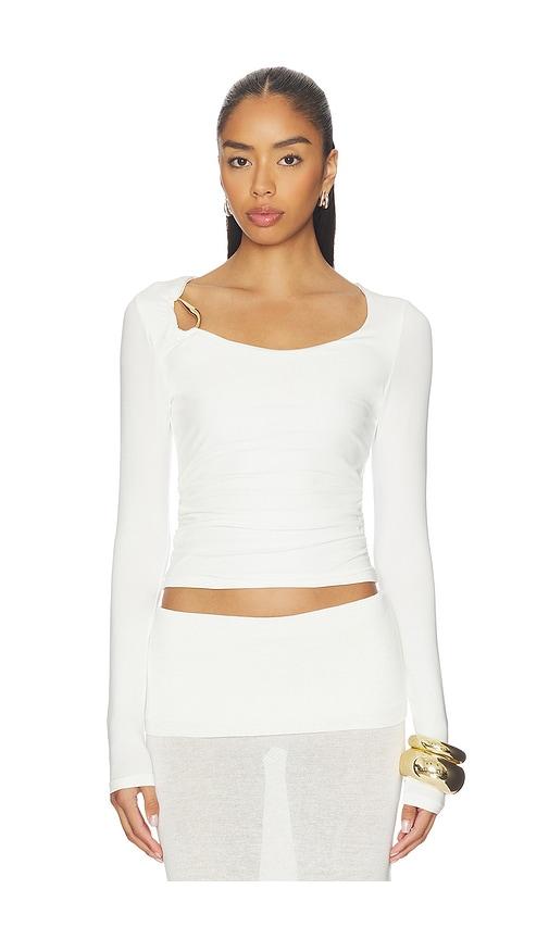 SNDYS Ashley Scoop Neck Top in White by SNDYS