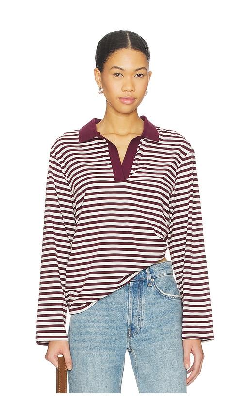 SNDYS Banks Polo Top in Burgundy,White by SNDYS