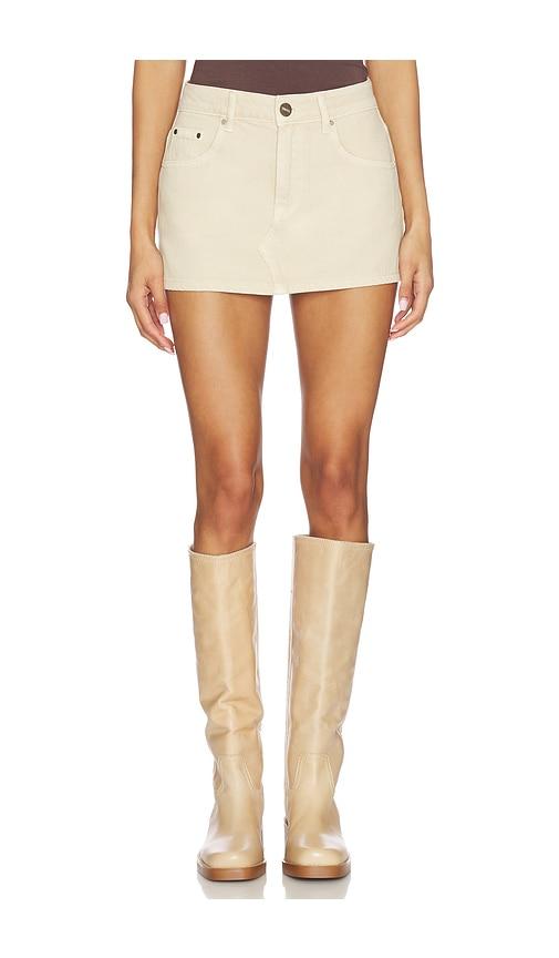 SNDYS Cole Denim Mini Skirt in Tan by SNDYS