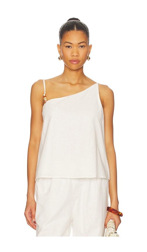 SNDYS Ismene One Shoulder Top in White by SNDYS