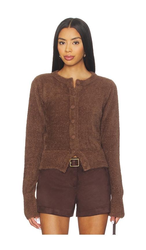 SNDYS Kailey Fluffy Knit Cardigan in Chocolate by SNDYS