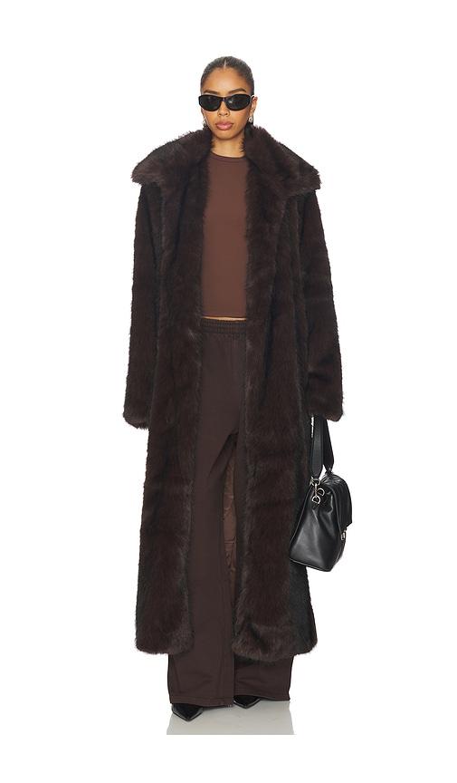 SNDYS Leila Faux Fur Coat in Chocolate by SNDYS
