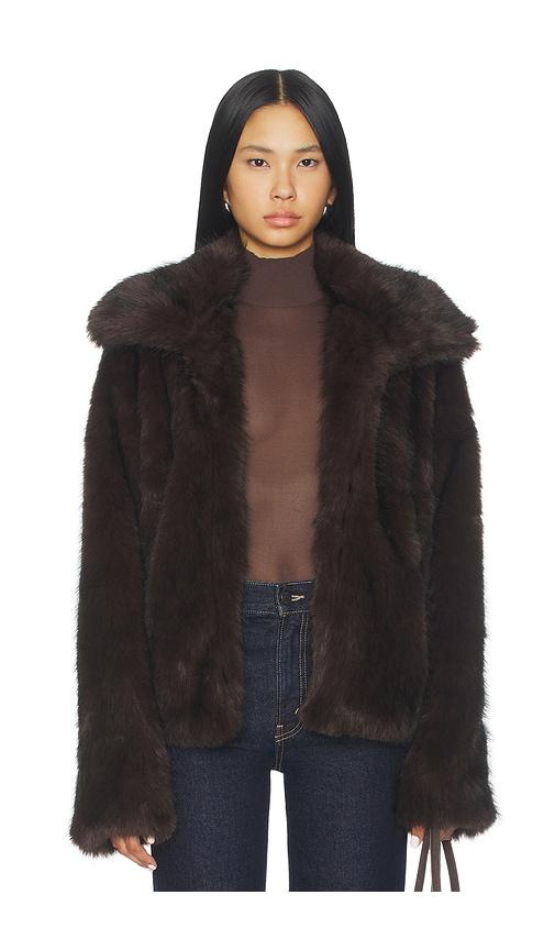 SNDYS Leila Faux Fur Jacket in Chocolate by SNDYS