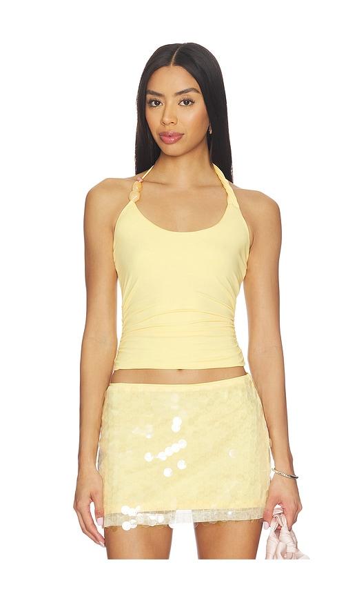 SNDYS Lexie Twist Halter Tank Top in Lemon by SNDYS
