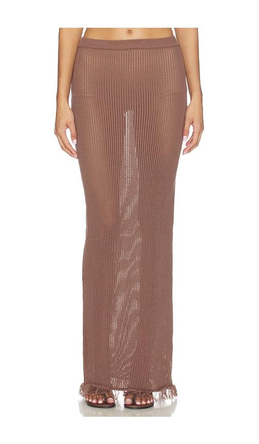 SNDYS Priya Crochet Maxi Skirt in Brown by SNDYS