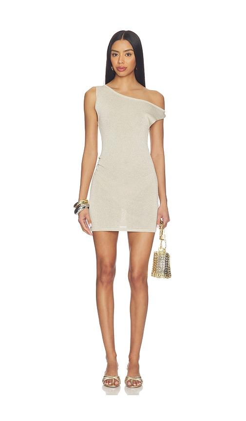 SNDYS Rahni Shimmer Knit Mini Dress in Beige by SNDYS