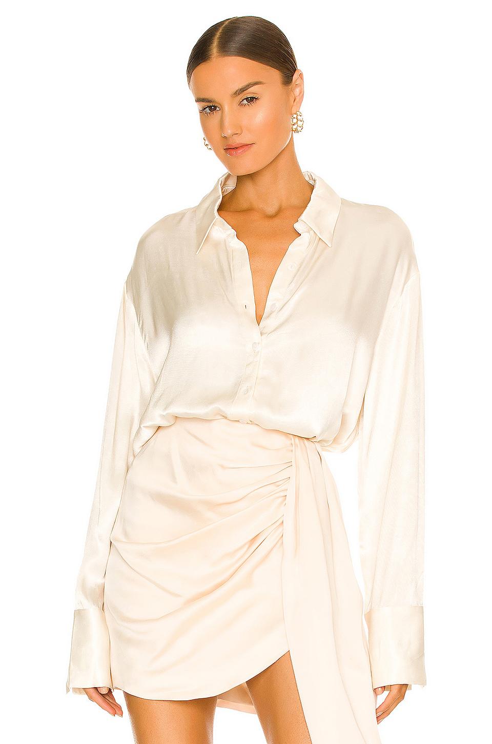 SNDYS Rising Satin Shirt in Cream by SNDYS