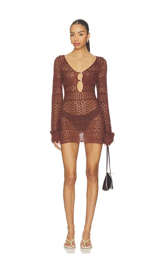 SNDYS Shani Crochet Mini Dress in Brown by SNDYS