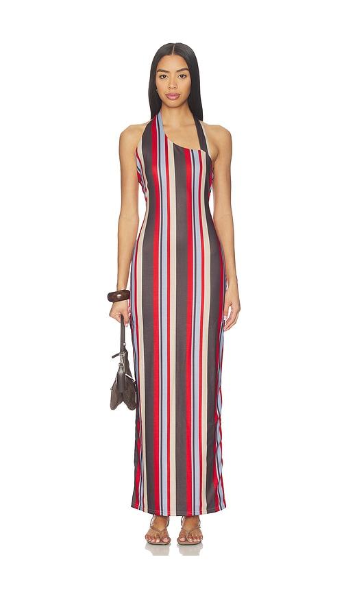 SNDYS Sherri Asymmetrical Maxi Dress in Chocolate,Red by SNDYS