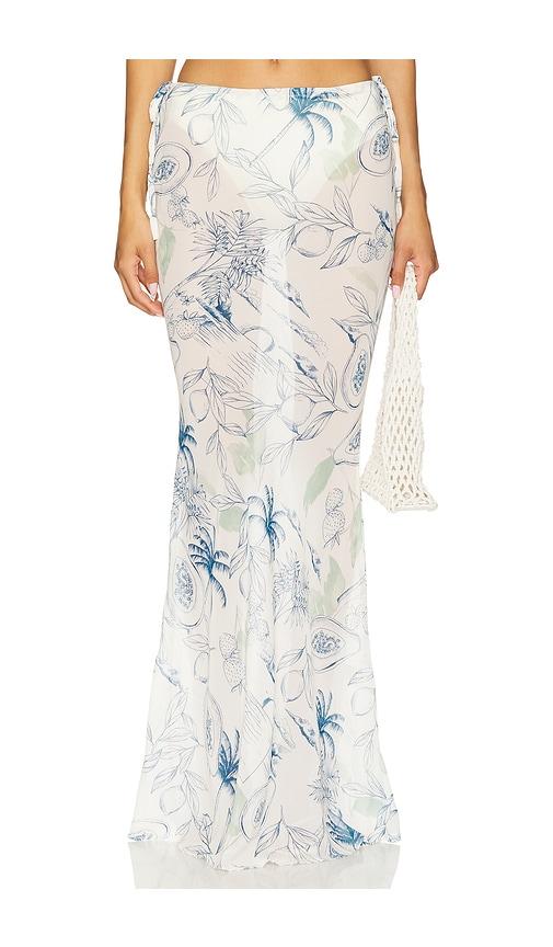 SNDYS St. Ives Maxi Skirt in White,Blue by SNDYS