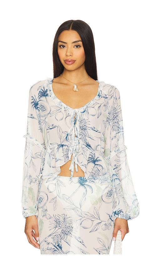 SNDYS St. Ives Top in White,Blue by SNDYS