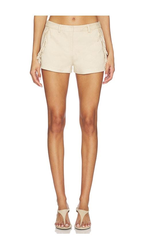 SNDYS Wes Faux Suede Fringe Short in Tan by SNDYS