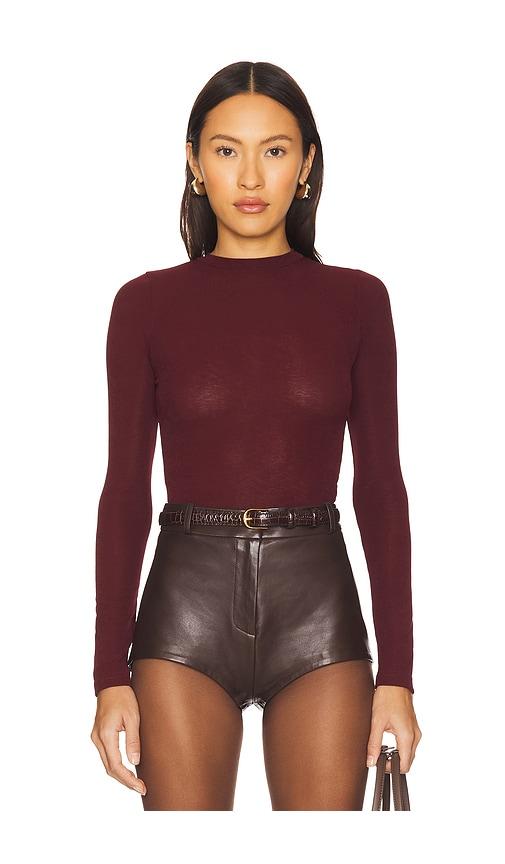SNDYS x REVOLVE Lounge Katya Sheer Top in Burgundy by SNDYS