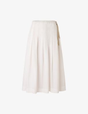 Amalia Pleated Cotton Midi Skirt by SOEUR
