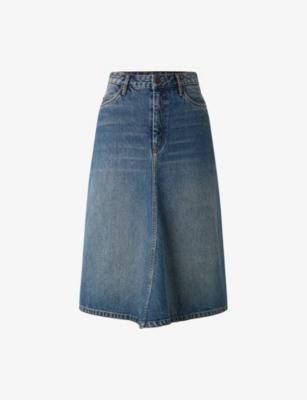 Halo Flared Denim Midi Skirt by SOEUR
