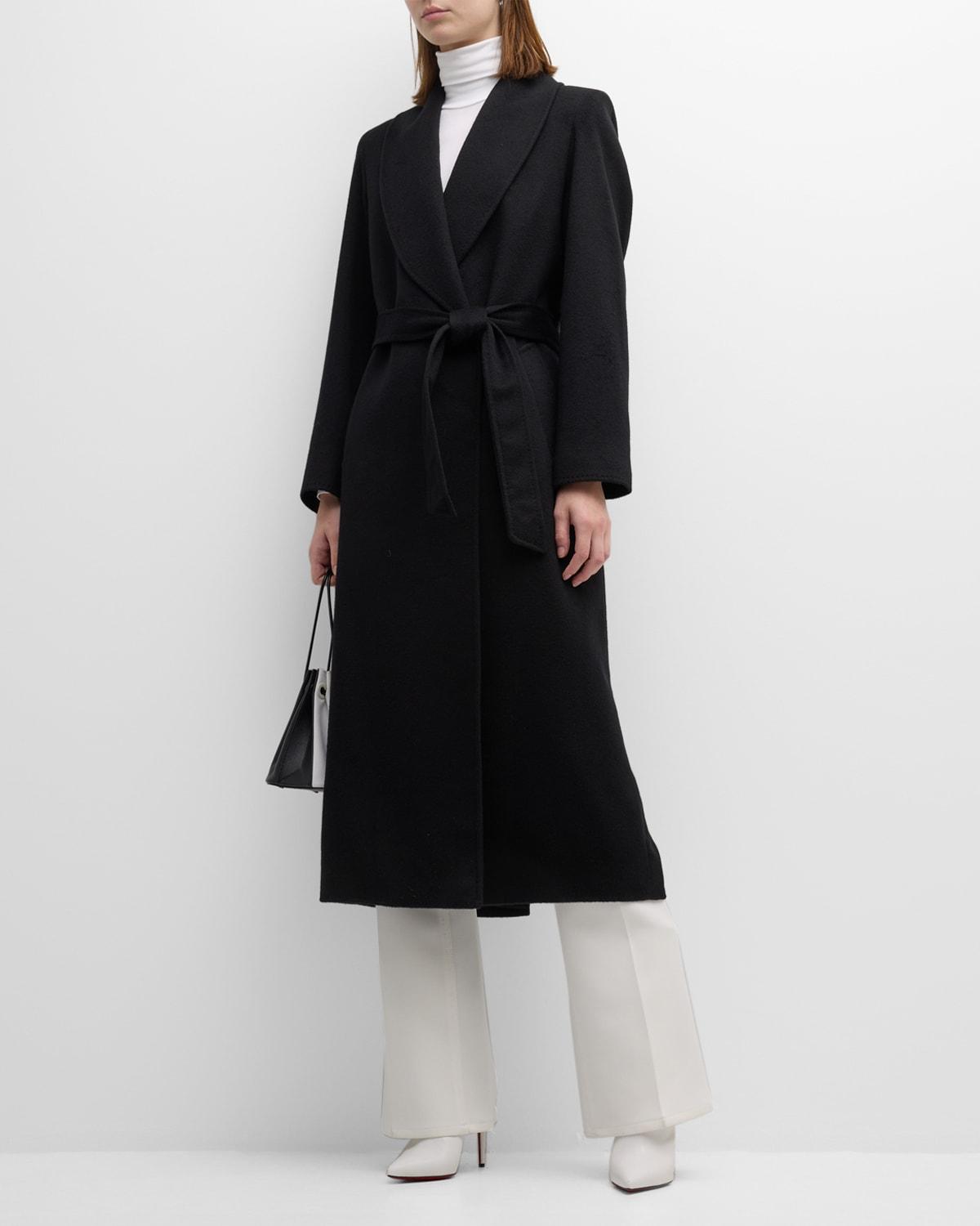 Cashmere Belted Wrap Coat with Pick-Stitched Detail by SOFIA CASHMERE