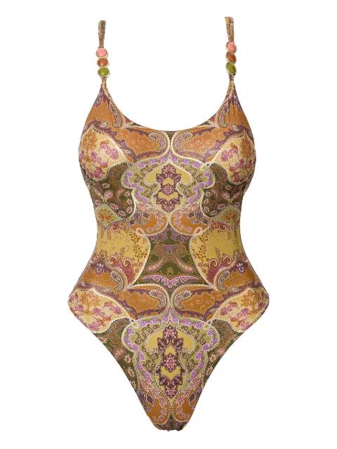 Aurelia beaded printed swimsuit by SOFIA ERHAN