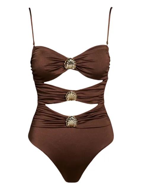 Sarah shell-embellished cut-out swimsuit by SOFIA ERHAN