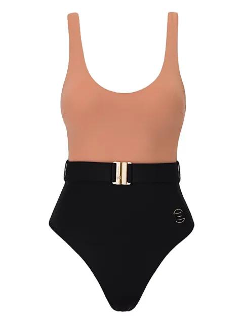 belted two-tone swimsuit by SOFIA ERHAN