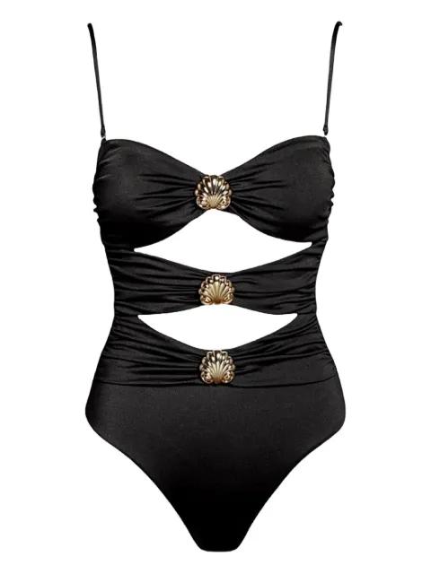 shell-embellished cut-out swimsuit by SOFIA ERHAN