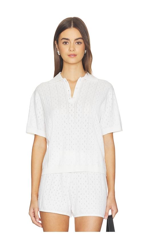 Soft Goat Pointelle Pique Top in White by SOFT GOAT