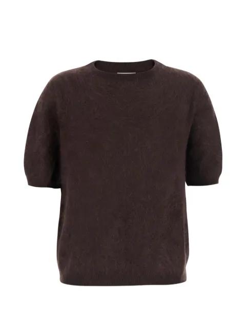 short-sleeve brushed-knit cashmere sweater by SOFT GOAT