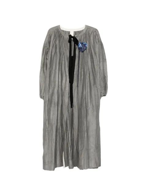 crinkled corsage-detail coat by SOH
