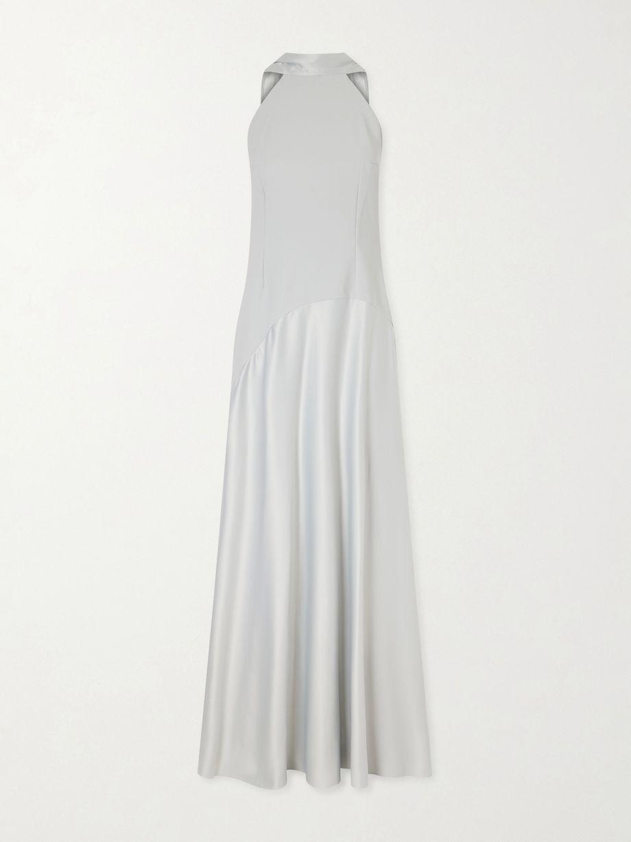 Cece cape-effect crepe and satin gown by SOLACE LONDON