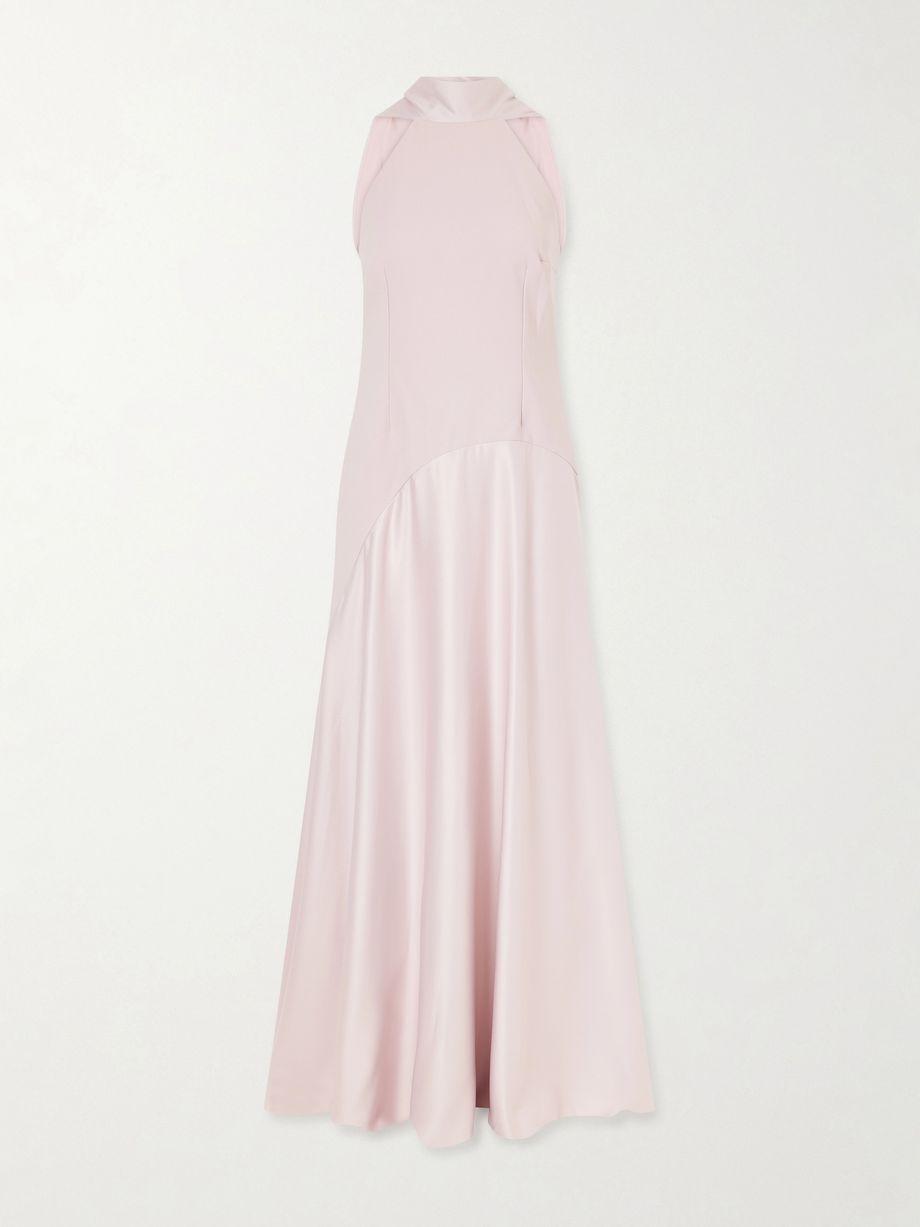 Cece cape-effect crepe and satin gown by SOLACE LONDON