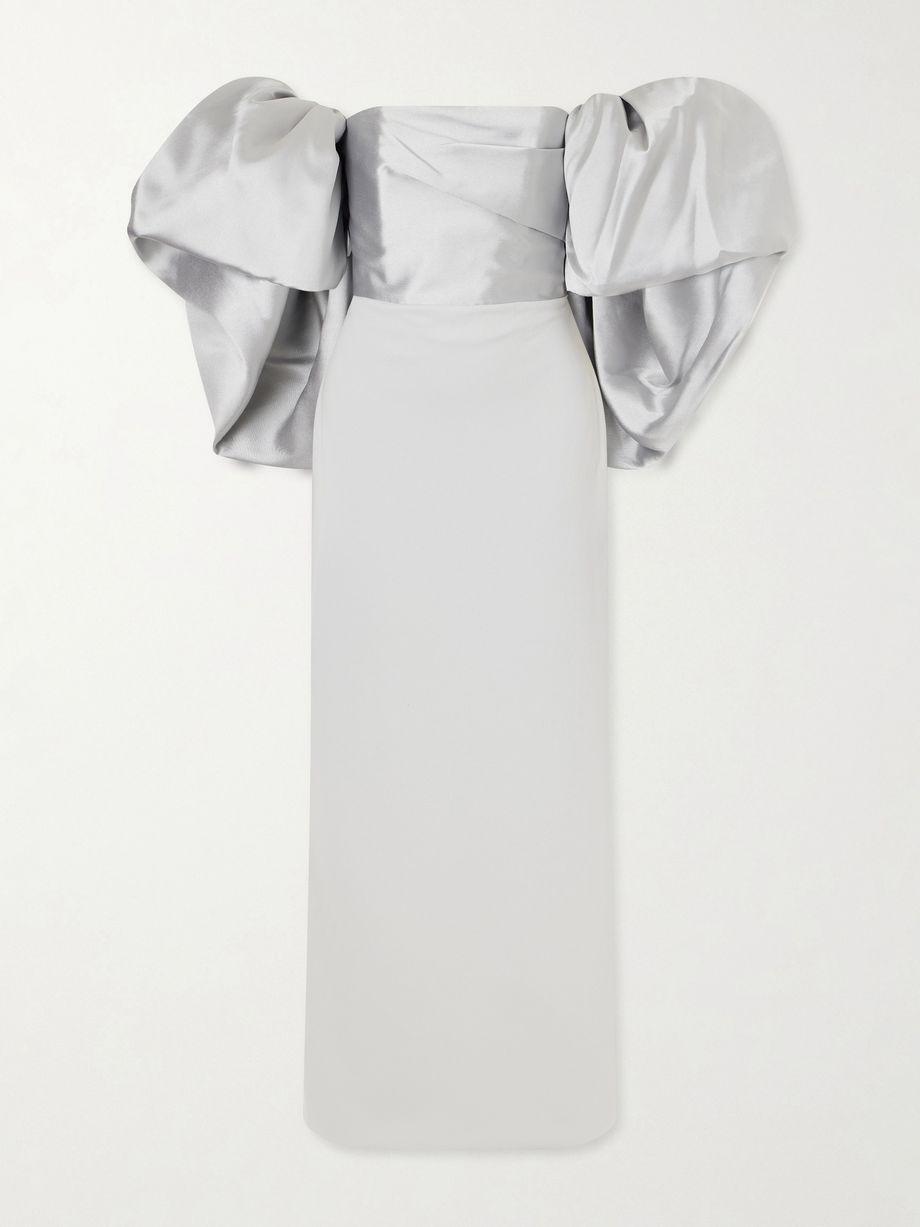 Floris off-the-shoulder satin-twill and crepe maxi dress by SOLACE LONDON