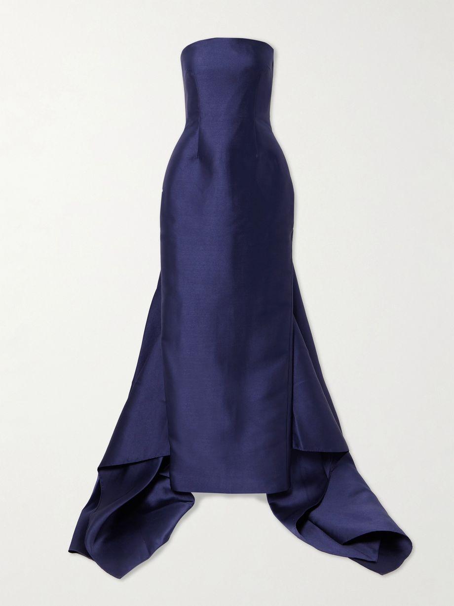 Imani strapless pleated twill gown by SOLACE LONDON