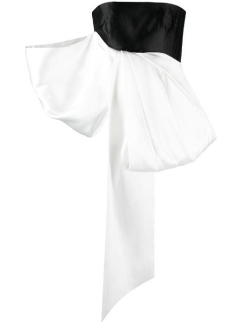 Nadina bow-embellished satin top by SOLACE LONDON