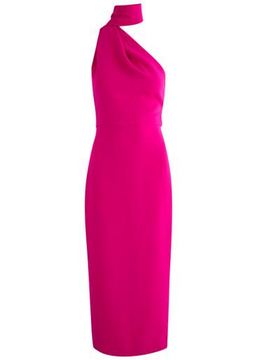 Samira one-shoulder scarf-effect midi dress by SOLACE LONDON