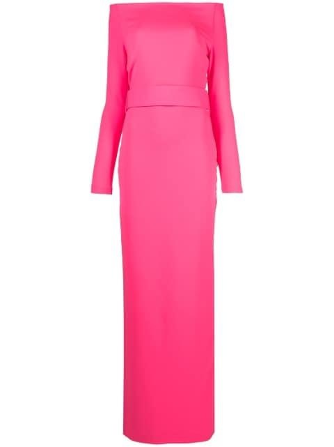 boat-neck maxi dress by SOLACE LONDON