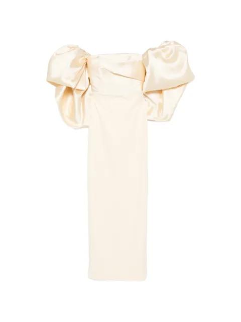 off-shoulder puff-sleeve maxi dress by SOLACE LONDON