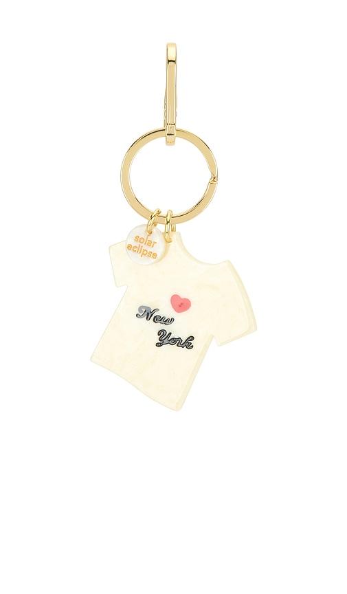 Solar Eclipse Hand-Painted NYC T-Shirt Bag Charm + Keychain in Cream by SOLAR ECLIPSE