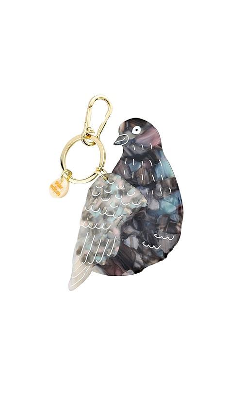 Solar Eclipse Hand-Painted Pigeon Bag Charm + Keychain in Grey by SOLAR ECLIPSE