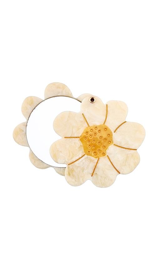 Solar Eclipse Hand-painted Vintage Daisy Compact Mirror in Ivory by SOLAR ECLIPSE
