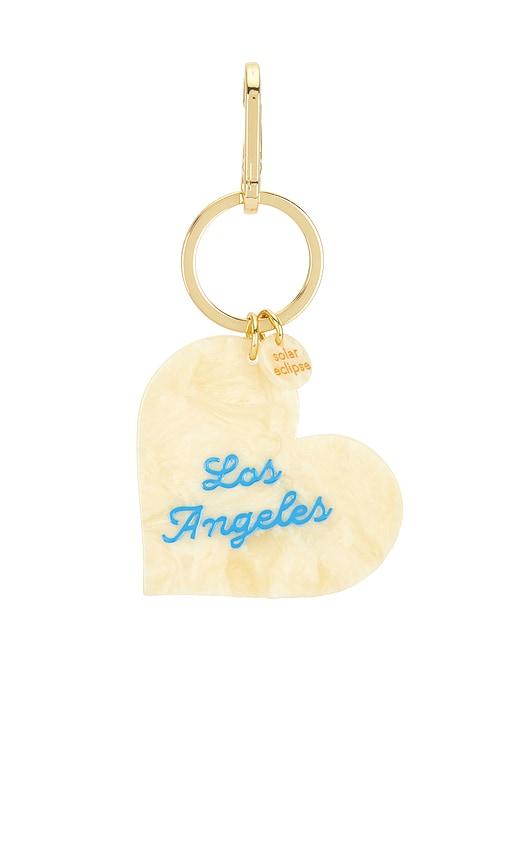 Solar Eclipse x Revolve Hand-Painted Los Angeles Heart Bag Charm + Keychain in Yellow by SOLAR ECLIPSE
