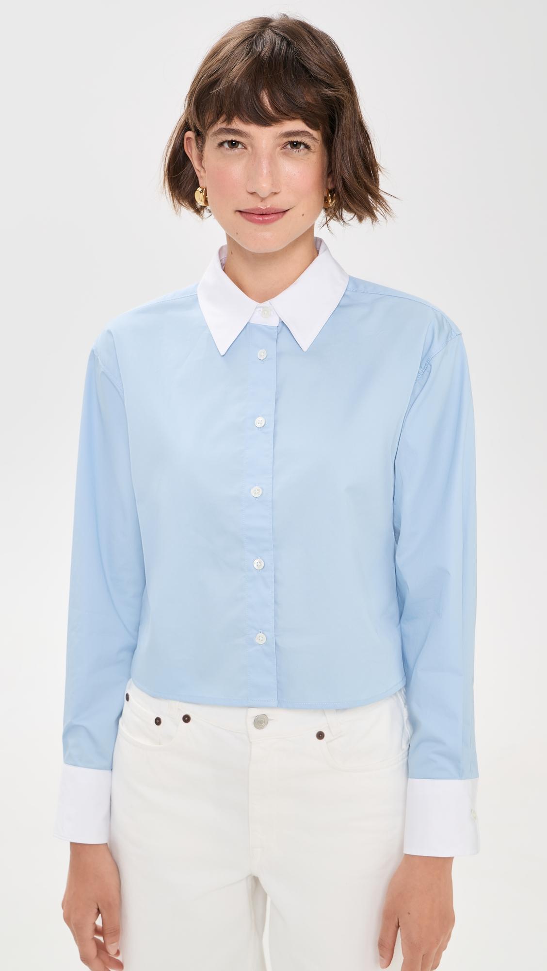 The Cropped Everything Shirt in French Blue by SOLD OUT NYC