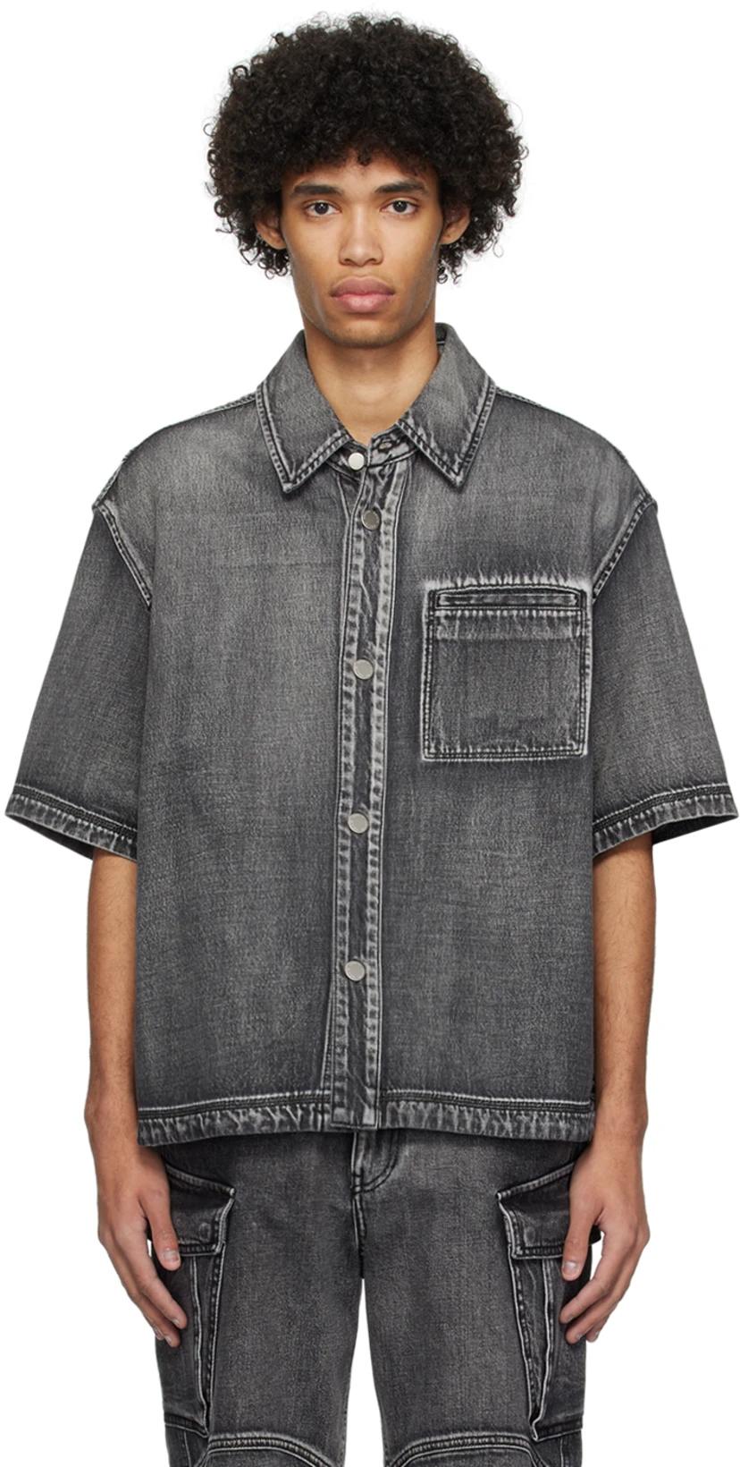 Black Hardware Denim Shirt by SOLID HOMME
