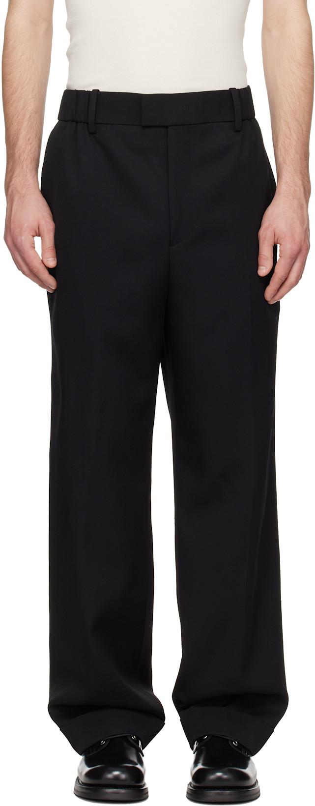 Black Turn-Up Wool Trousers by SOLID HOMME