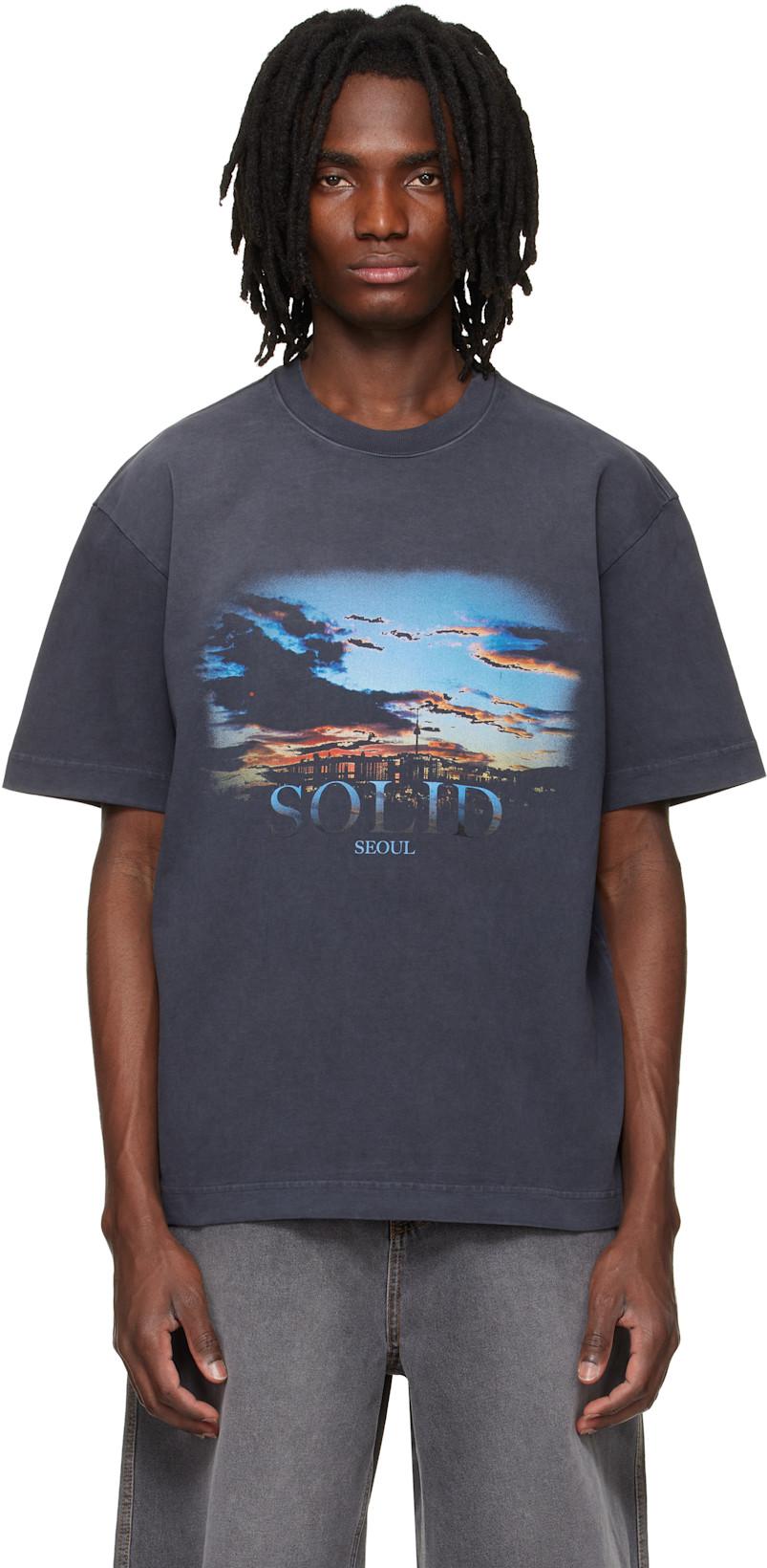 Gray Dropped Shoulder T-shirt by SOLID HOMME