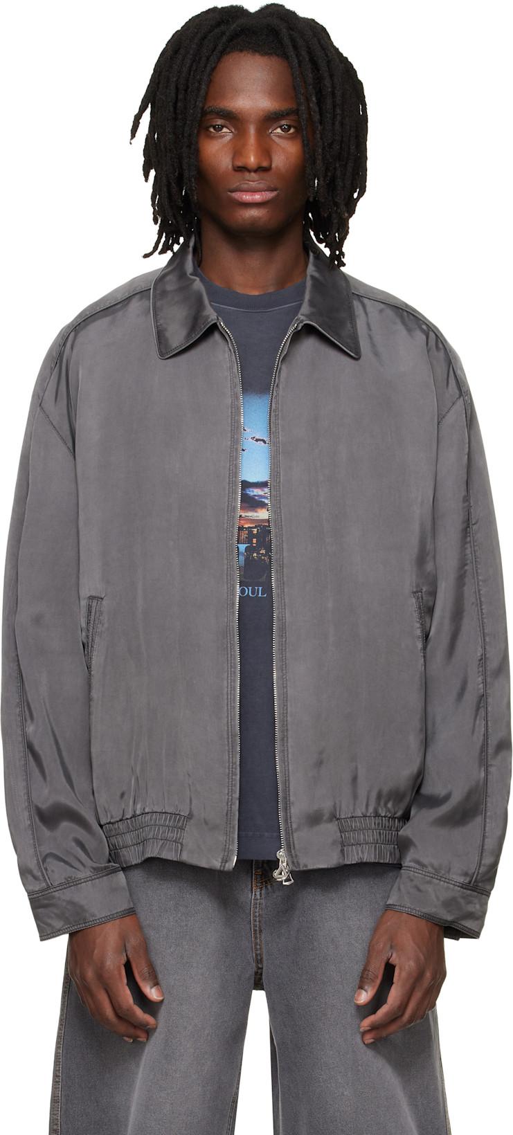 Gray Washed Cupro Blouson Jacket by SOLID HOMME