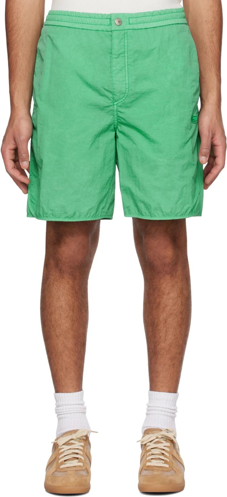 Green Embroidered Shorts by SOLID HOMME