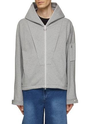 Hooded Zip Up Cotton Jacket by SOLID HOMME