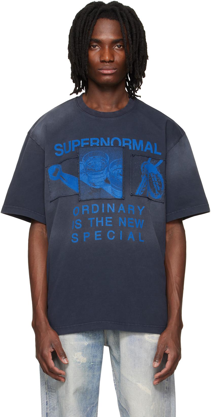 Navy Dropped Shoulder T-shirt by SOLID HOMME