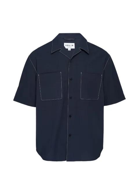 contrast-stitch patch-pocket shirt by SOLID HOMME
