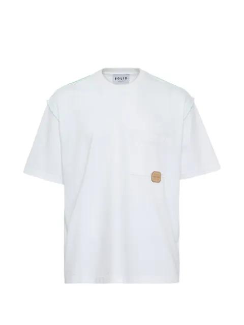 washed shoulder trim T-shirt by SOLID HOMME